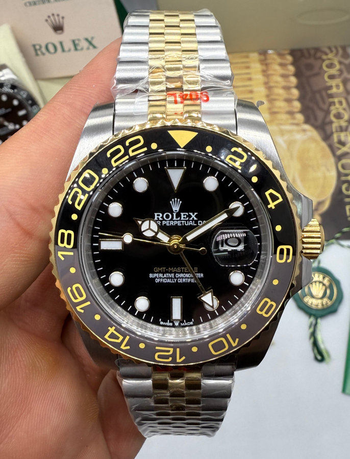 Rolex GMT Master ll Bruce Wayne Aço/Dourado, Pulseira Jubilee