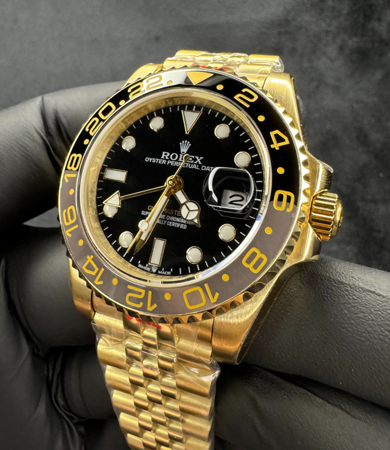 Rolex GMT Master ll Bruce Wayne Dourado Pulseira Jubilee