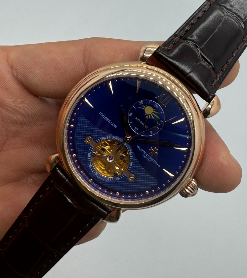 Vacheron Constantin Fases da Lua Turbilhão Aço/Rose