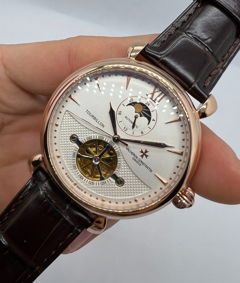 Vacheron Constantin Fases da Lua Turbilhão Aço/Rose
