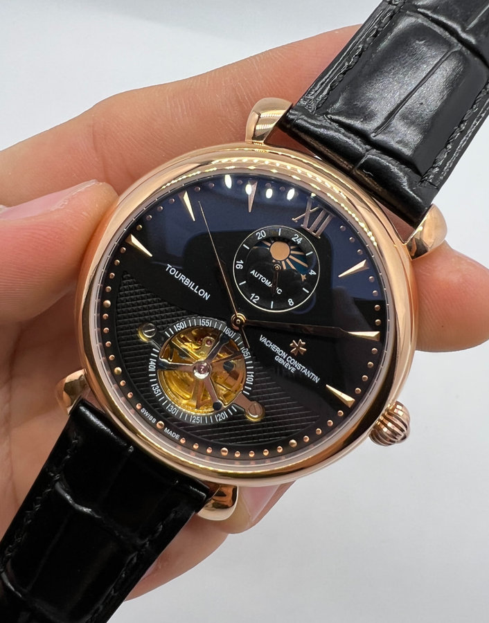 Vacheron Constantin Fases da Lua Turbilhão Aço/Rose