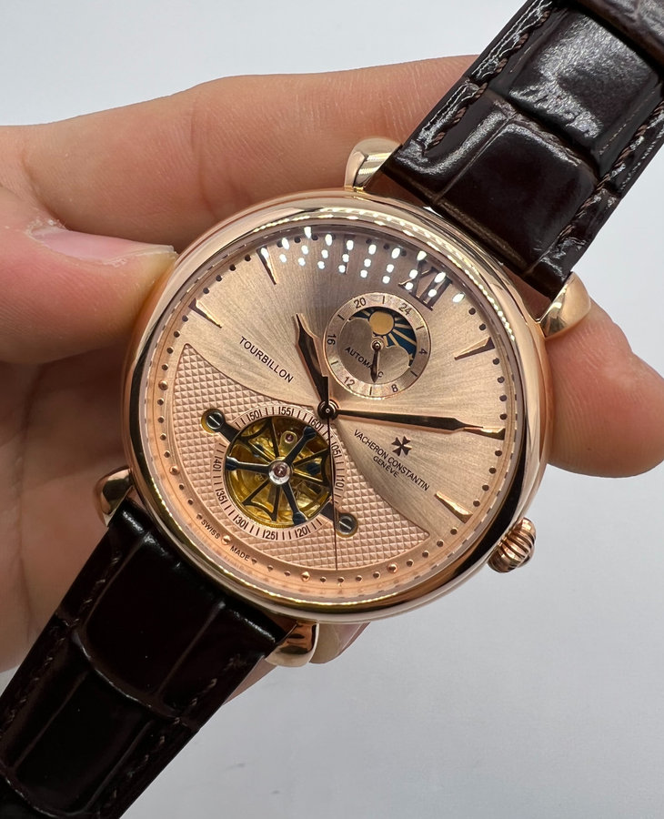Vacheron Constantin Fases da Lua Turbilhão Aço/Rose