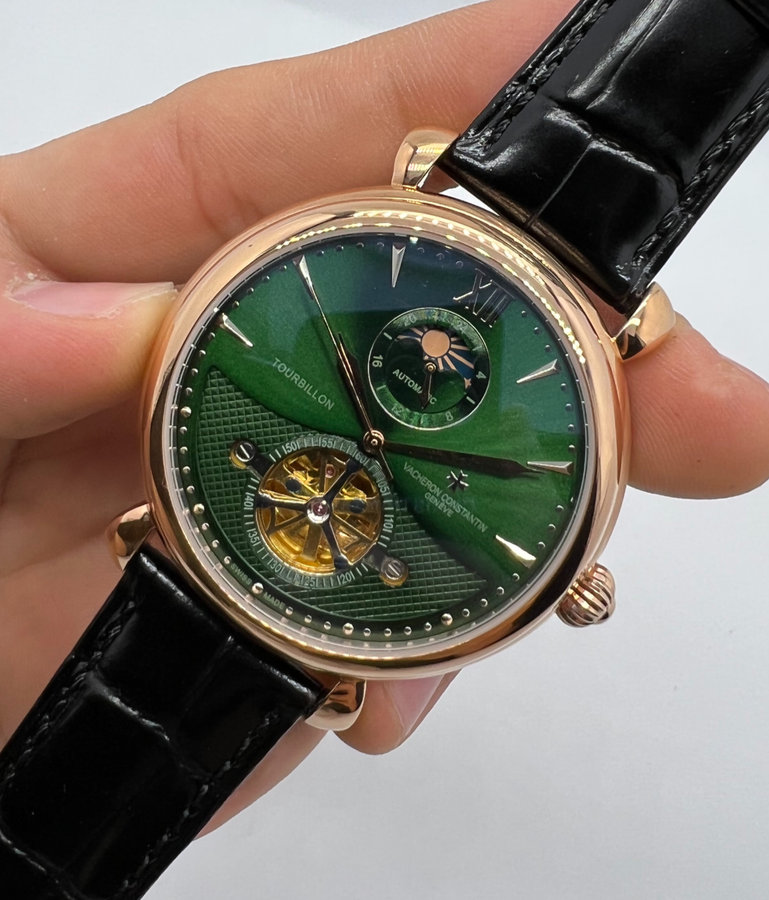 Vacheron Constantin Fases da Lua Turbilhão Aço/Rose
