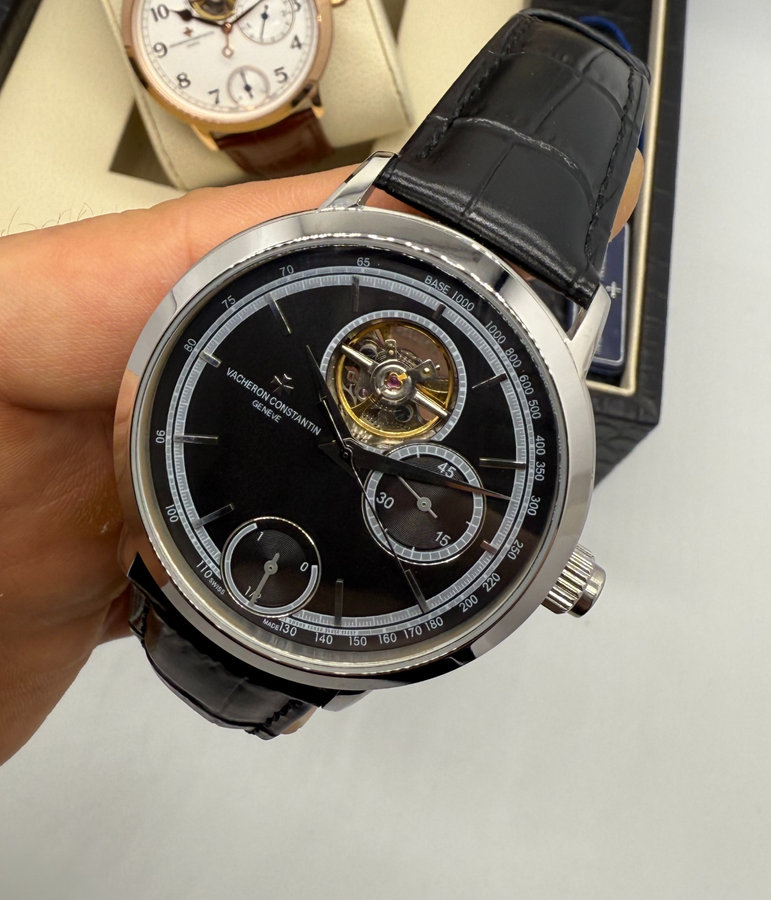 Vacheron Constantin Traditionnelle Turbilhão Excellence Aço, Mostrador Preto