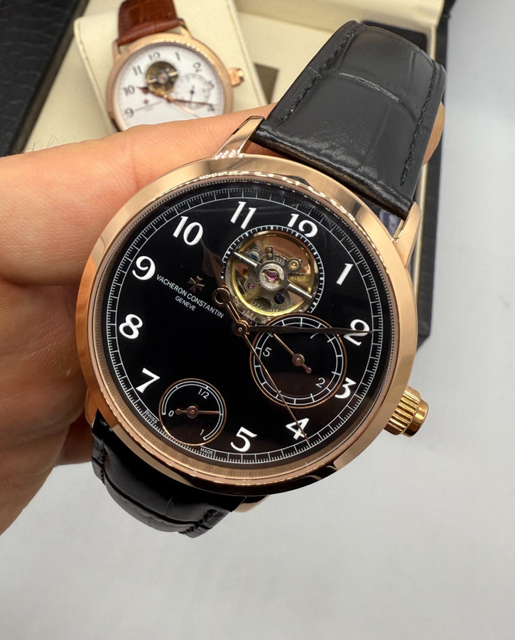 Vacheron Constantin Traditionnelle Turbilhão Excellence Aço/Rose Mostrador Preto